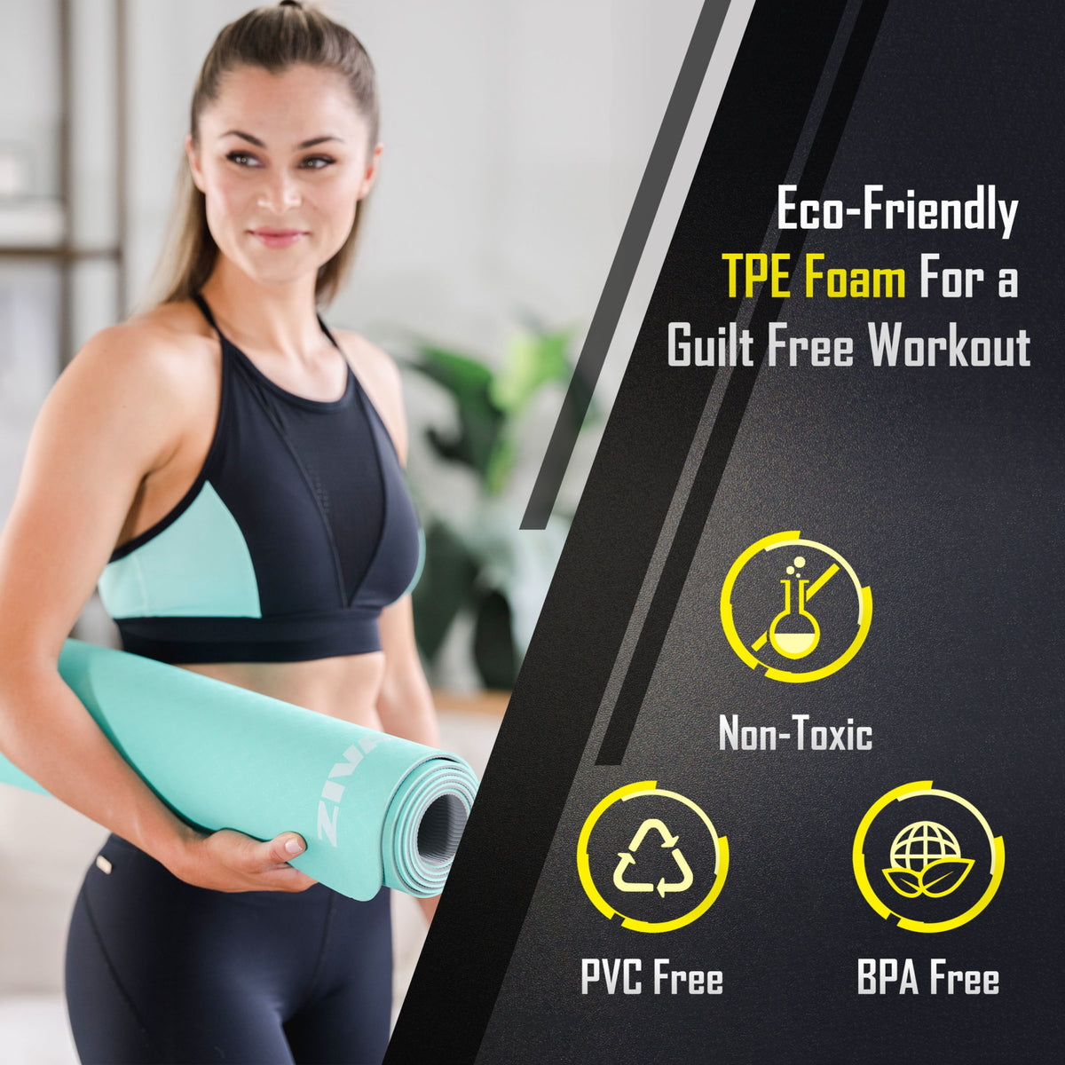 TPE Yoga Mat 5mm Turquoise