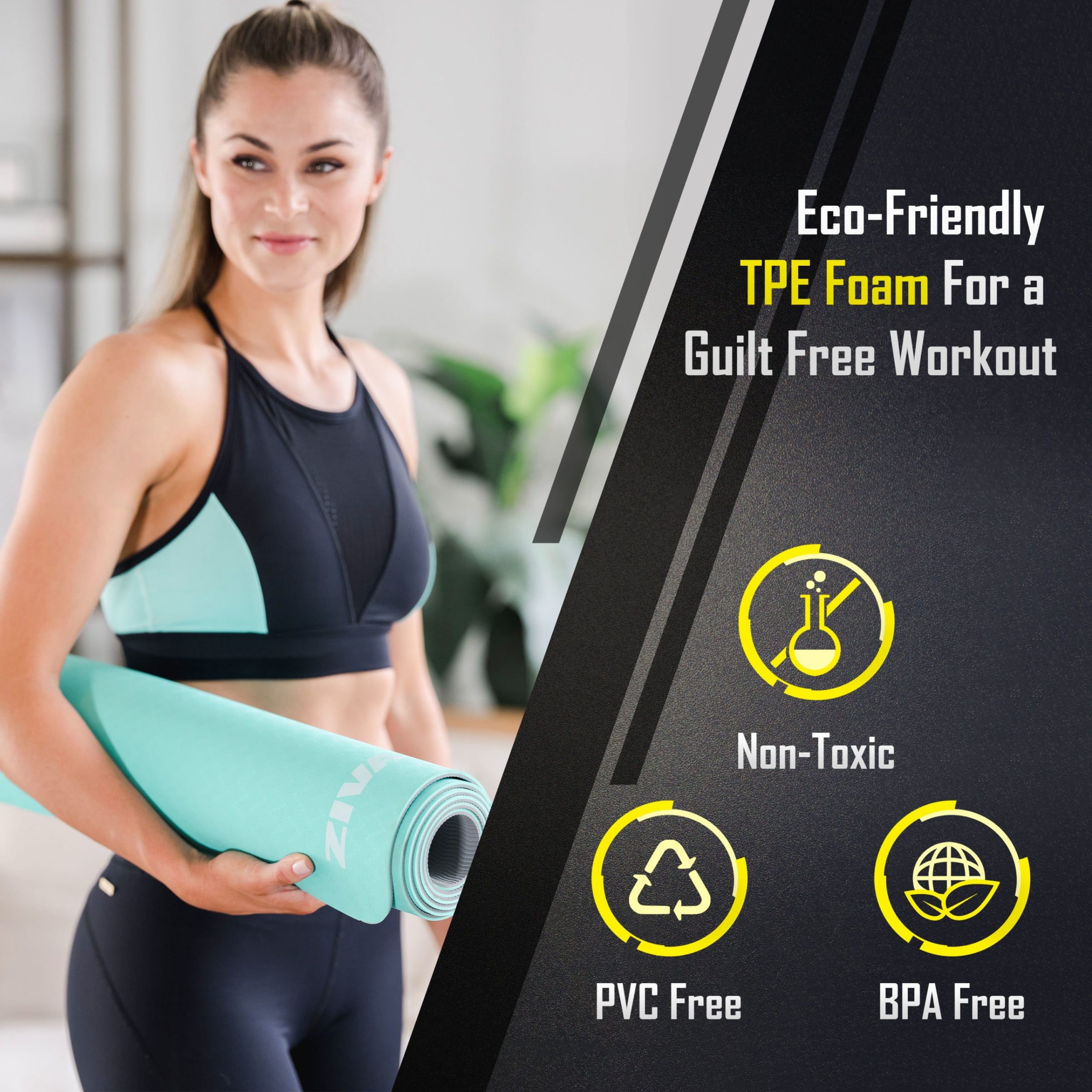 TPE Yoga Mat 5mm Turquoise